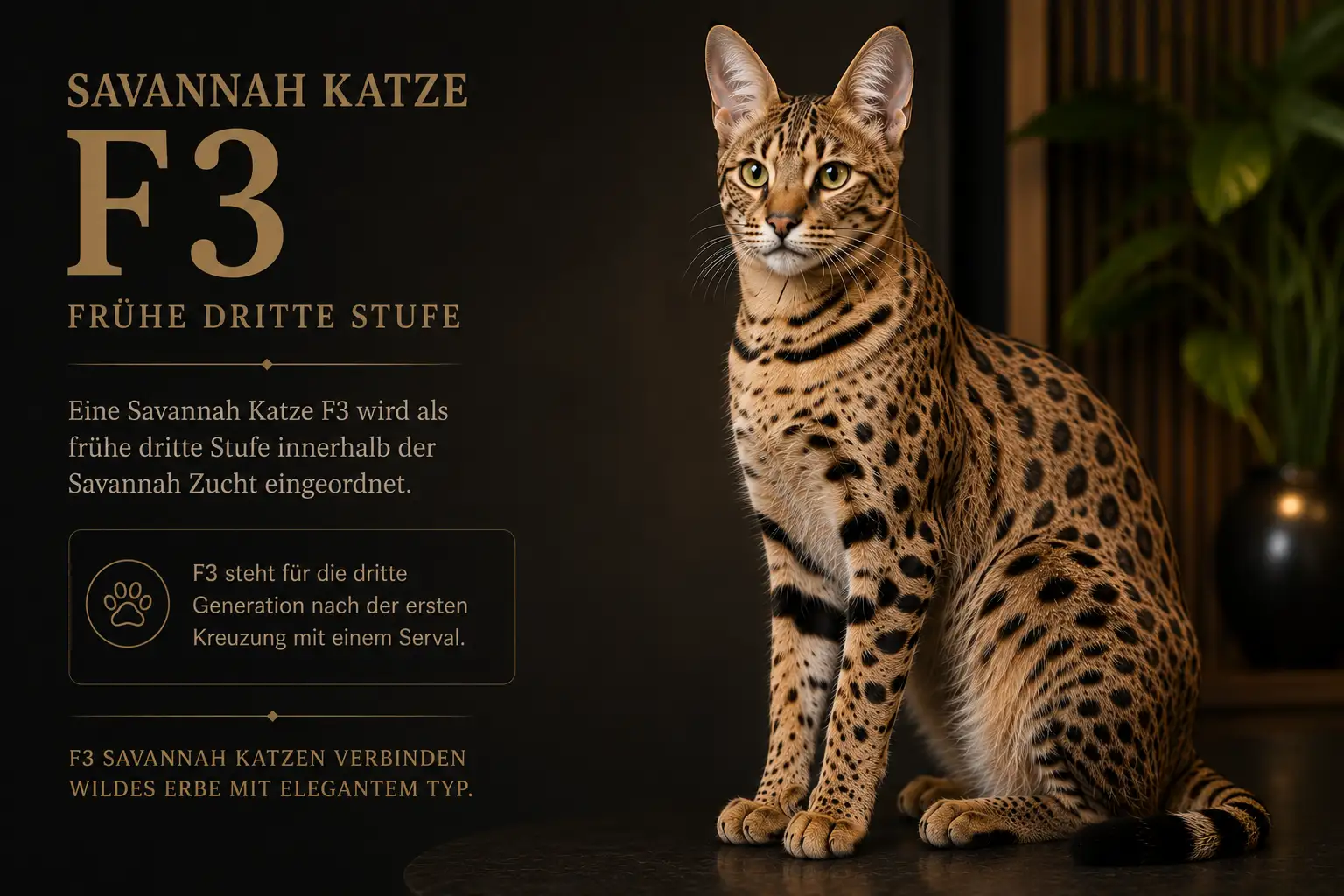 Savannah Katze F3 als frühe dritte Stufe der Savannah Zucht