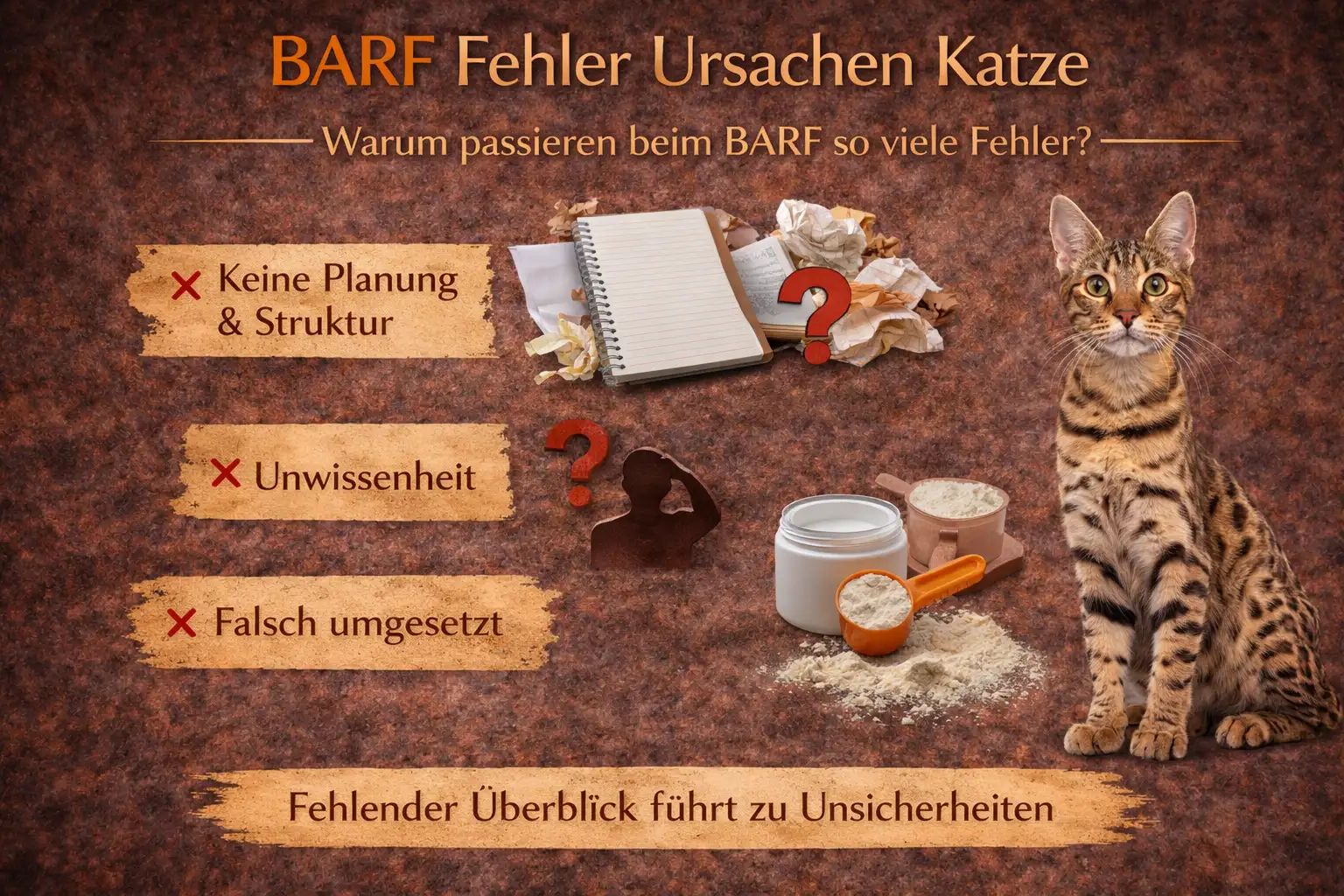 Typische Ursachen für BARF Fehler bei Katzen durch fehlende Planung und Struktur