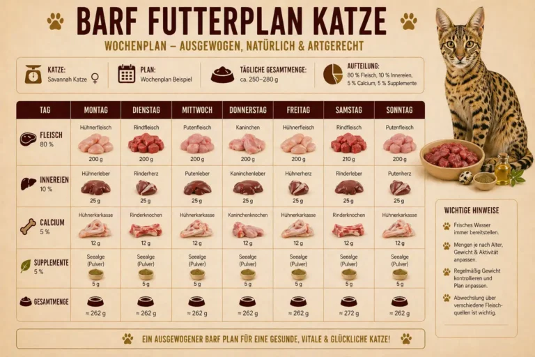 barf futterplan katze wochenplan beispiel
