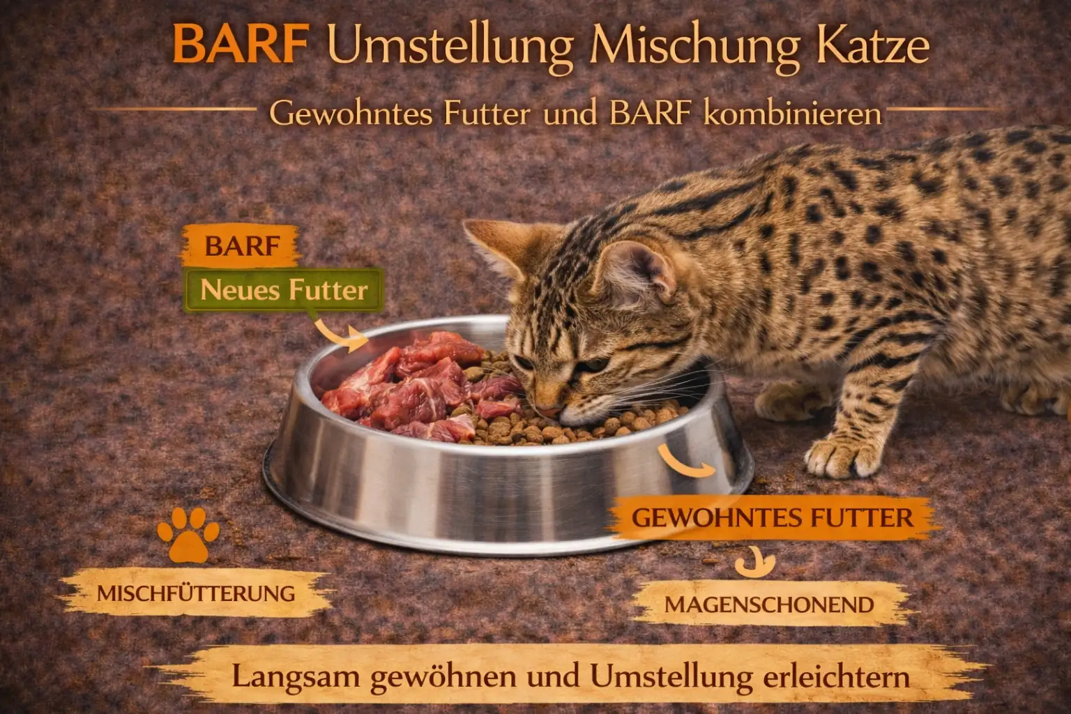 Mischung aus altem Futter und BARF bei Katze