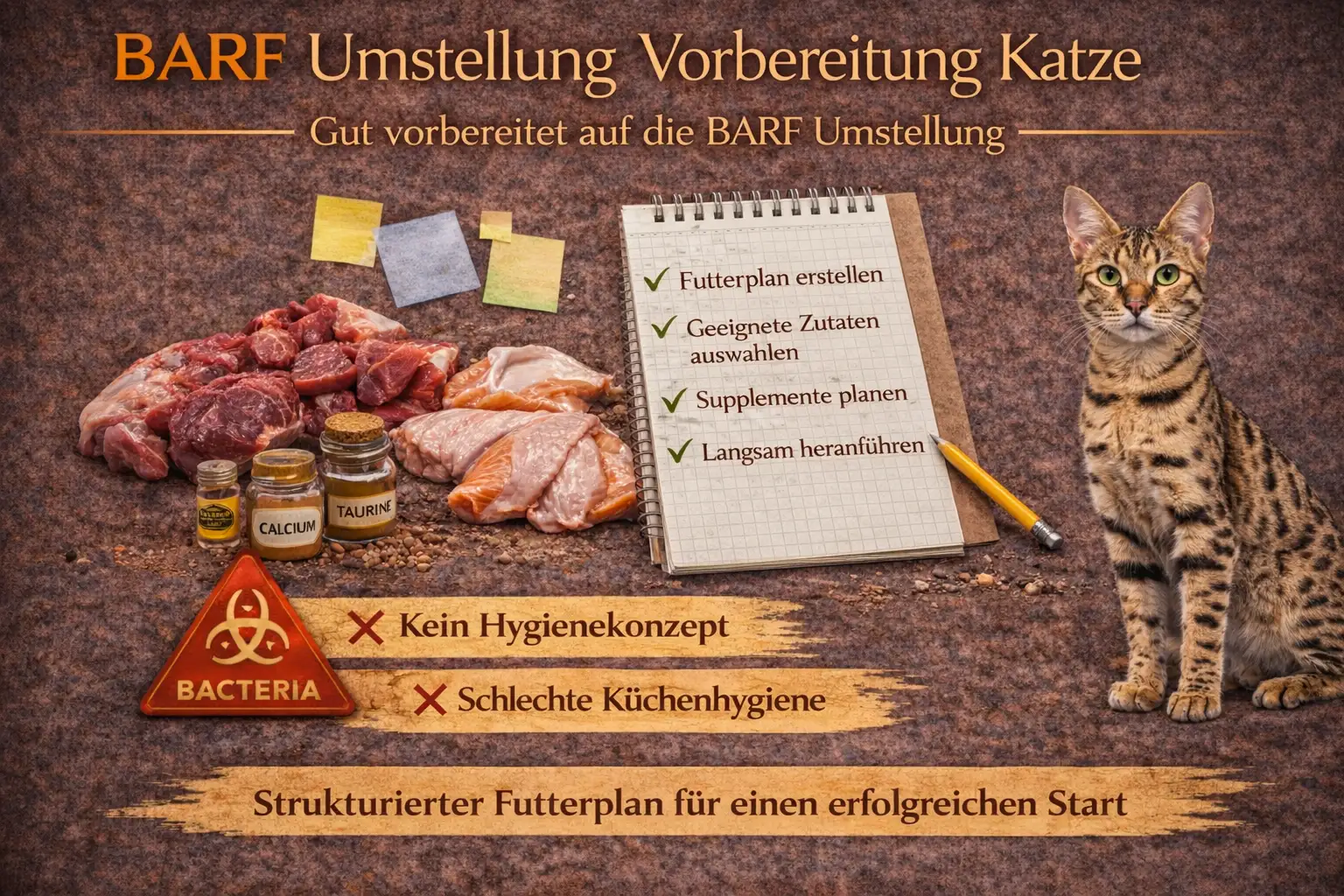Vorbereitung auf BARF Umstellung bei Katze mit Zutaten und Planung