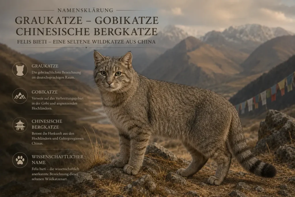 Graukatze Gobikatze Chinesische Bergkatze Felis bieti als seltene Wildkatze aus China