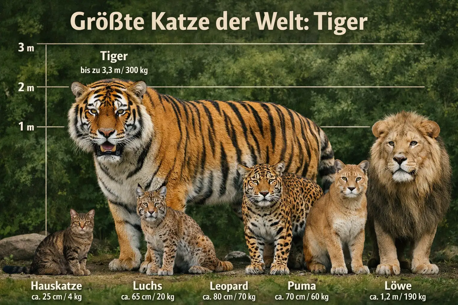 größte katze der welt tiger größe vergleich wildkatze