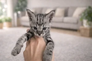Savannah Katze Bilder ein Kitten in der Hand