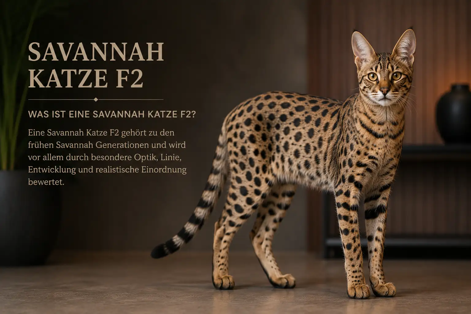 Savannah Katze F2 als frühe Savannah Generation mit typvoller Erscheinung
