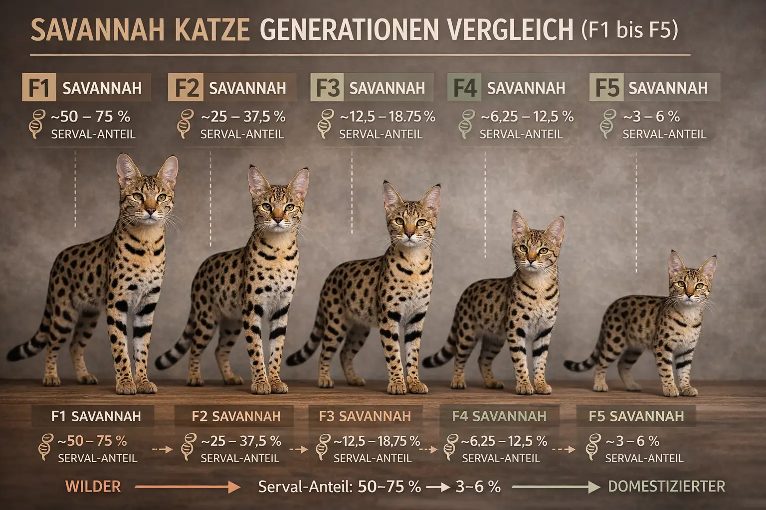 Savannah Katze Größe – So groß werden F1 bis F5 wirklich