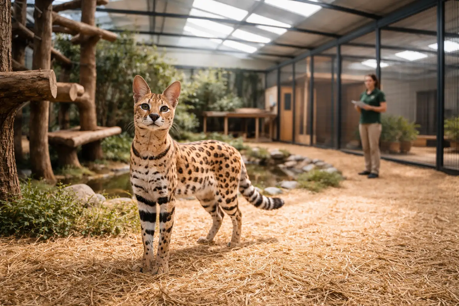 Serval in kontrollierter Umgebung als Beispiel für seriöse Herkunft